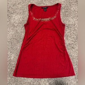 White House Black Market Red Embellished Blouse